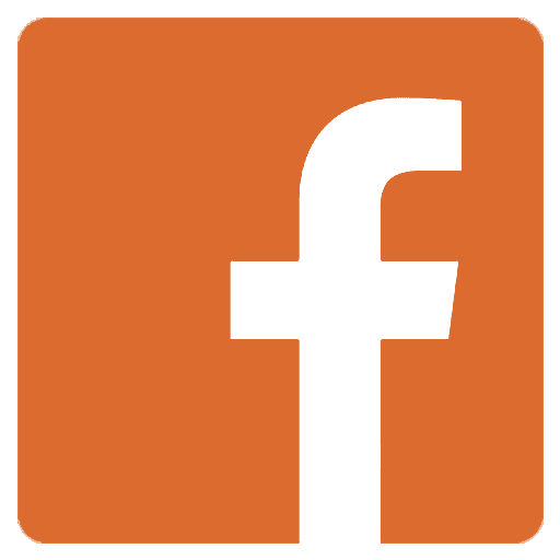 Orange Facebook icon with the lowercase letter f